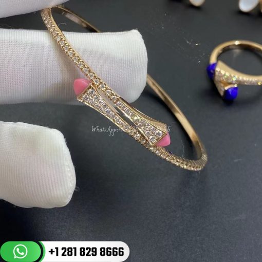Marli Cleo Diamond Slim Slip-on Bracelet - Pink Coral