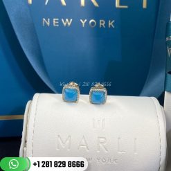 Marli Cleo Diamond Stud Pyramid Earrings Turquoise