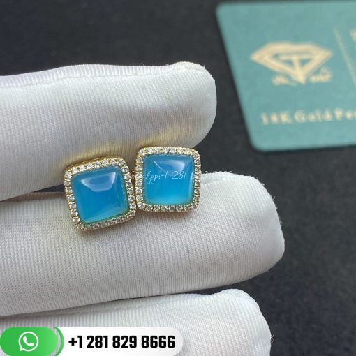 Marli Cleo Diamond Stud Pyramid Earrings Turquoise