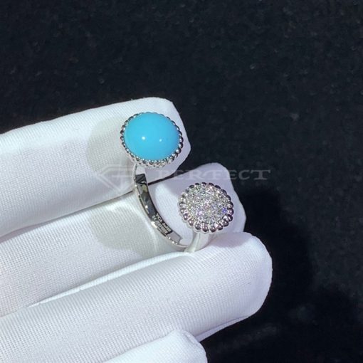 Van Cleef Arpels Perlée Couleurs Between the Finger Ring White Gold, Diamond, Turquoise VCARO9SW00