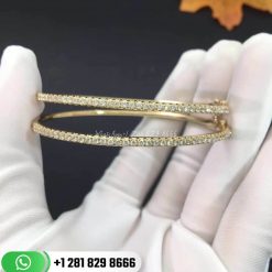 Tiffany Metro Hinged Bangle in 18k Gold with Diamonds Medium