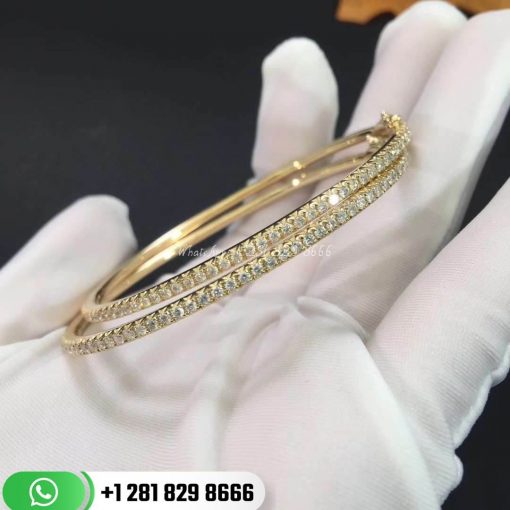 Tiffany Metro Hinged Bangle in 18k Gold with Diamonds Medium