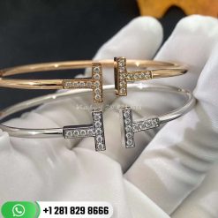 Tiffany t diamond wire bracelet in 18k white gold medium