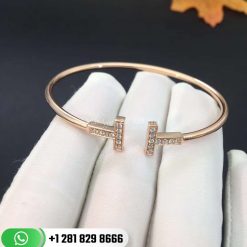 Tiffany T Diamond Wire Bracelet in 18k White Gold Medium