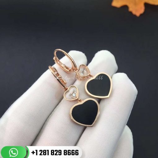 Chopard Happy Hearts Earrings Diamonds Onyx 837482-5210