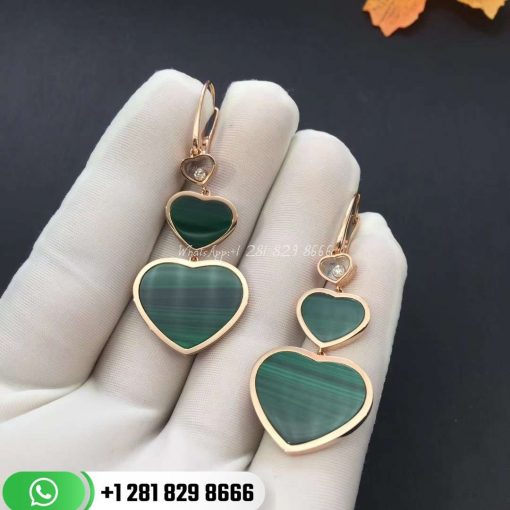 Chopard Happy Hearts Earrings Diamonds Malachite 837482-5113