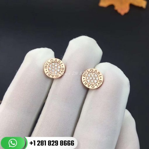 Bvlgari 18K Rose Gold Single Stud Earring with Pavé Diamonds -354731