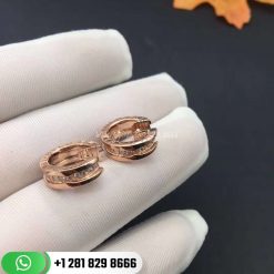 Bvlgari B.zero1 Small Hoop Earrings in 18 Kt Rose Gold Set with Pavé Diamonds on the Spiral -348036