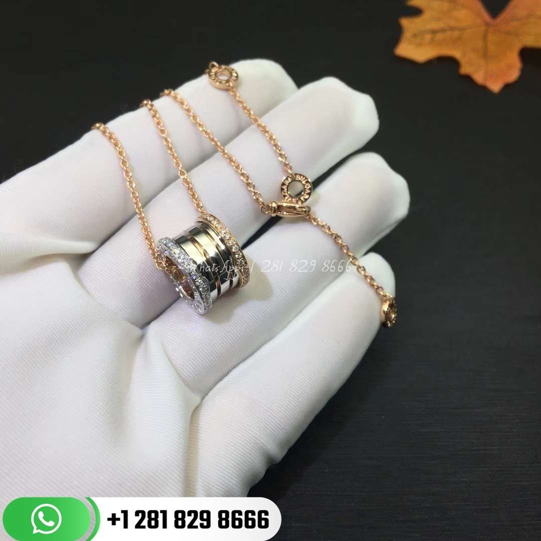 Bvlgari Necklace with 18k Rose and White Gold Pendant Set