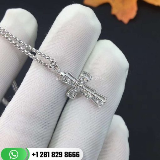 REF . 354038 Croce pendant small in 18 kt white gold and pavé diamonds (0.32 ct).