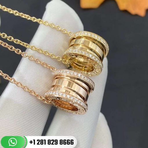 REF . 350055 CL857028 B.zero1 pendant with chain in 18 kt yellow gold with pavé diamonds on the edges.14.96-17.70″ (38-45cm) long.