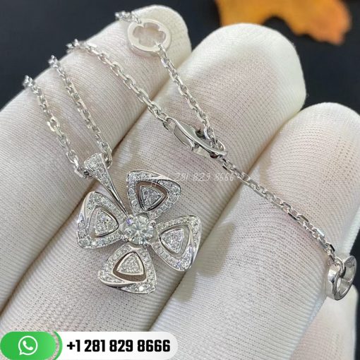 Bvlgari Fiorever Necklace Set with a Central Diamondand Pavé Diamonds