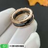 REF . 346520 B.zero1 four-band ring with two 18 kt rose gold loops and a black ceramic spiral.