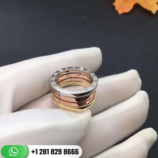 REF . 352327 B.zero1 four-band ring in 18 kt rose, white and yellow gold.