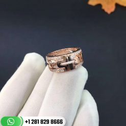 Bvlgari Parentesi 18k Rose Gold Band Ring Set with Demi Pavé Diamonds