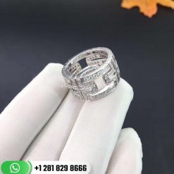REF . 853963 Parentesi 18k white gold band ring set pavé diamonds