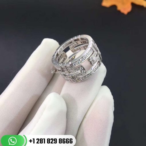 REF . 853963 Parentesi 18k white gold band ring set pavé diamonds