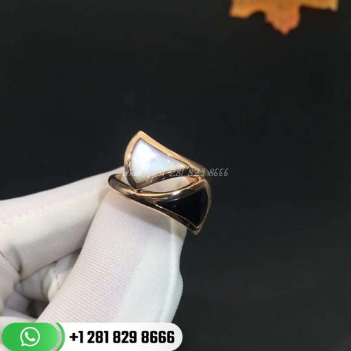 REF . 857049 BVLGARI BVLGARI Gelati 18 kt rose gold ring set with mother-of-pearl and pavé diamonds.