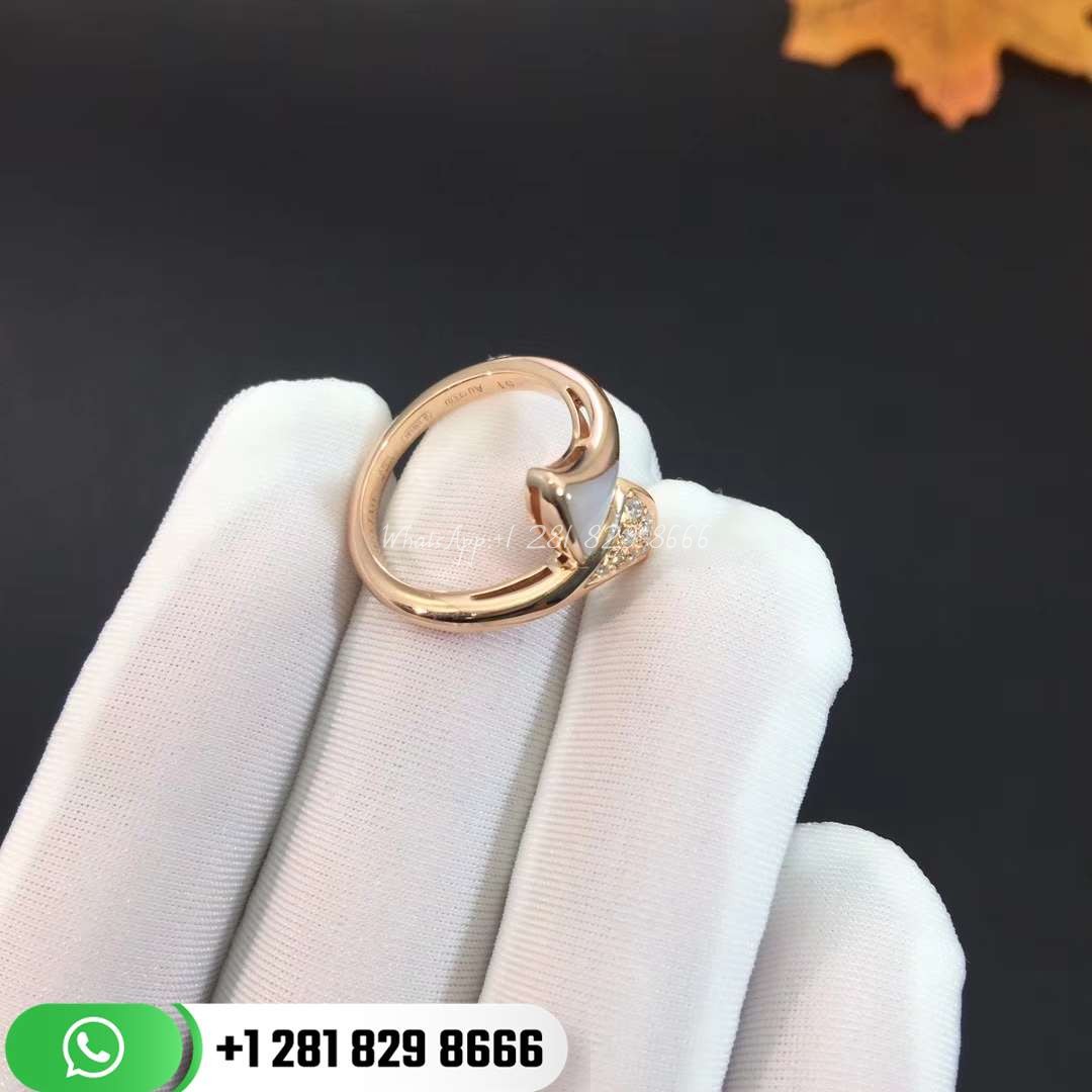 bvlgari_divas'_dream_small_contraire_ring_with_mother-of-pearl_and_pavé_diamonds_ (2) REF . 353800 DIVAS’ DREAM small contraire ring in 18 kt rose gold, set with mother-of-pearl and pavé diamonds (0.14 ct).