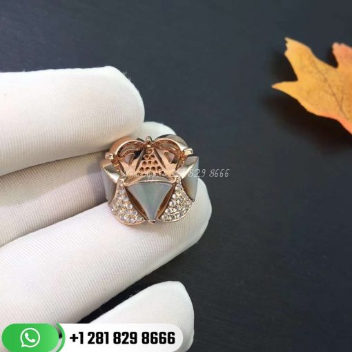 REF . 349788 DIVAS’ DREAM ring in 18 kt rose gold, set with mother-of-pearl elements and pavé diamonds.