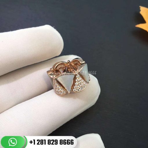 REF . 349788 DIVAS’ DREAM ring in 18 kt rose gold, set with mother-of-pearl elements and pavé diamonds.