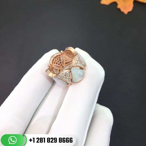 REF . 349788 DIVAS’ DREAM ring in 18 kt rose gold, set with mother-of-pearl elements and pavé diamonds.