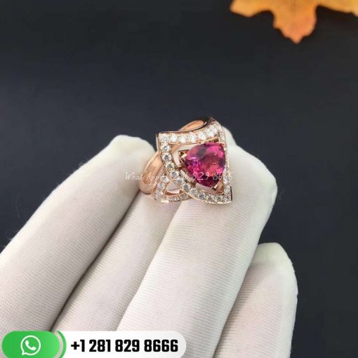 REF . 354367 DIVAS’ DREAM openwork ring in 18 kt rose gold with a pink tourmaline and set with pavé