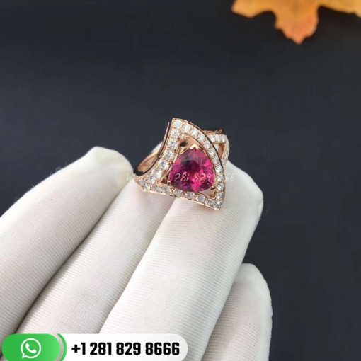 REF . 354367 DIVAS’ DREAM openwork ring in 18 kt rose gold with a pink tourmaline and set with pavé