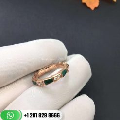 REF . 356764 Serpenti 18 kt rose gold ring with malachite inserts and pavé diamonds (0.31 ct). Width 4 mm.