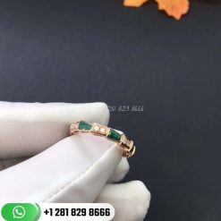 REF . 356764 Serpenti 18 kt rose gold ring with malachite inserts and pavé diamonds (0.31 ct). Width 4 mm.