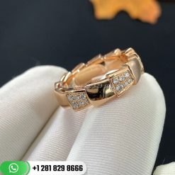 Bvlgari Serpenti Viper Band Ring in 18k Gold Set with Demi Pavé Diamonds