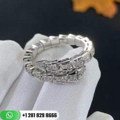 Bvlgari Serpenti 18k White Gold Ring Set with Pavé Diamonds