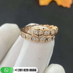 REF . 355974 Serpenti 18 kt rose gold ring set with pavé diamonds