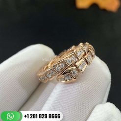 REF . 355974 Serpenti 18 kt rose gold ring set with pavé diamonds