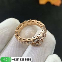 REF . 355974 Serpenti 18 kt rose gold ring set with pavé diamonds