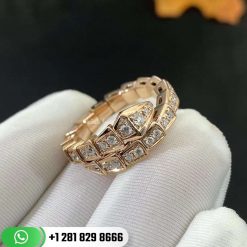 REF . 355974 Serpenti 18 kt rose gold ring set with pavé diamonds