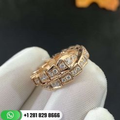 REF . 355974 Serpenti 18 kt rose gold ring set with pavé diamonds