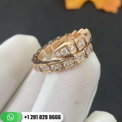 REF . 355974 Serpenti 18 kt rose gold ring set with pavé diamonds