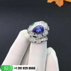 Bvlgari Serpenti Ring Emerald Eyes and Pavé Diamonds -AN858337