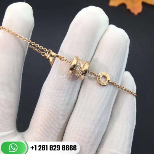 REF . 350896 B.zero1 soft bracelet in 18 kt rose gold, set with pavé diamonds on the spiral.