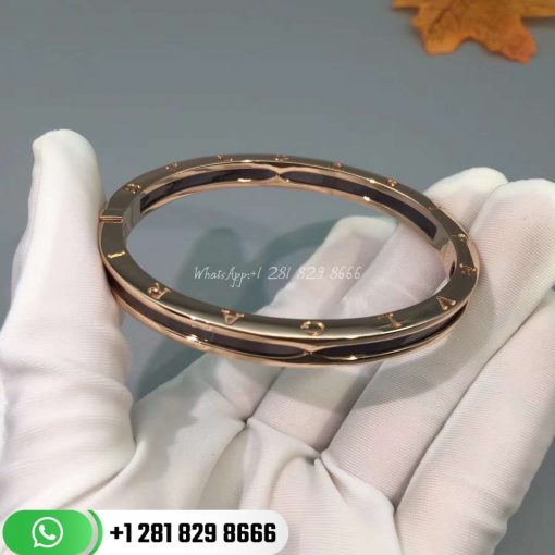 REF . 352998 B.zero1 bangle bracelet in 18 kt rose gold and cermet.