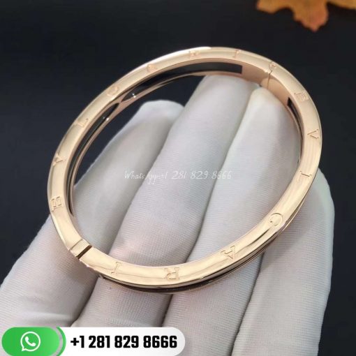 REF . 352998 B.zero1 bangle bracelet in 18 kt rose gold and cermet.