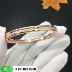 Bvlgari B.zero1 Bangle Bracelet in 18k Rose Gold, Set with Pavé Diamonds on the Spiral