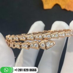 bvlgari serpentione-coil thin bracelet in 18k rose gold and full pavé diamonds