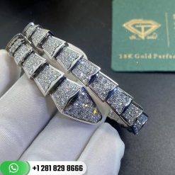 Bvlgari Serpenti One-coil Bracelet in 18k White Gold Set with Full Pavé Diamonds - 345201