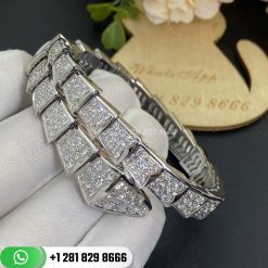 Bvlgari Serpenti One-coil Bracelet in 18k White Gold Set with Full Pavé Diamonds - 345201