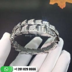 REF . 345201 Serpenti one-coil bracelet in 18 kt white gold, set with full pavé diamonds.