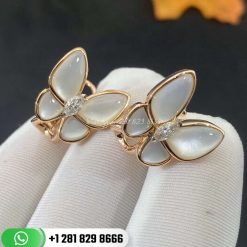 Van Cleef & Arpels Two Butterfly Earrings Rose Gold Diamond Mother-of-pearl
