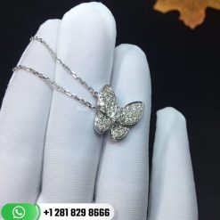 VCARO3M400 Two Butterfly pendant, white gold, round and marquise-cut diamonds; diamond quality DEF, IF to VVS.