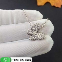 VCARO3M400 Two Butterfly pendant, white gold, round and marquise-cut diamonds; diamond quality DEF, IF to VVS.